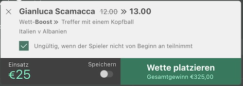 Italien Boost bei bet365