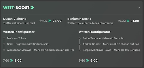 bet365 Boost Angebot zu Slowenien Serbien