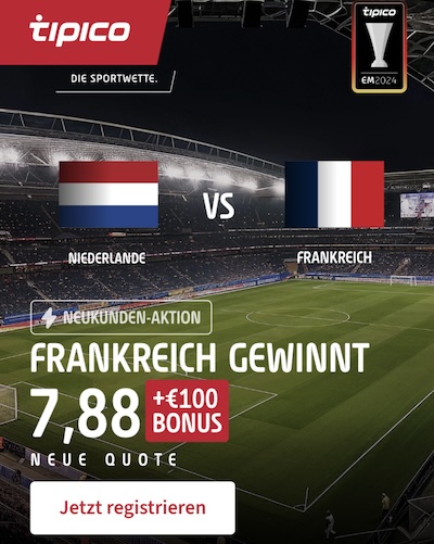 Frankreich Sieg Boost bei Tipico