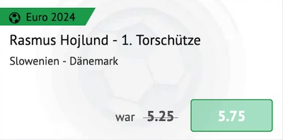 oddset euro 2024 price boost auf rasmus hojlund 1. torschütze bei slowenien dänemark