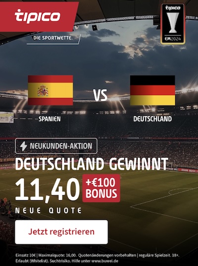 Spanien Deutschland Boost bei Tipico
