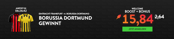 500% höhere Quote auf einen Sieg von Dortmund in Frankfurt!