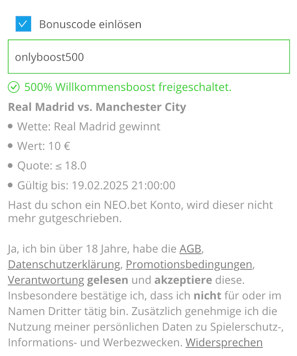 Bedingungen NEO.bet 18.2.