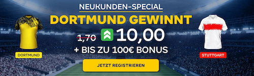 Merkur Bets erhöhte Quote 10,0 zu Dortmund gegen Stuttgart 22.11.