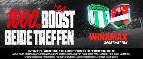 Winamax erhöhte Quote 1.000% Boost BMG KÖLN, 8.11.