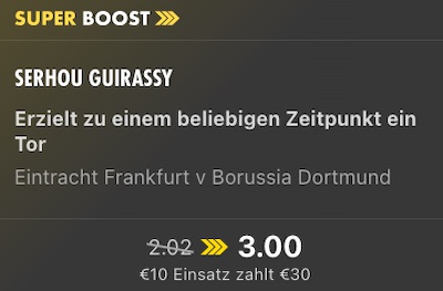Wetten Sie mit dem Bet365 Superboost auf Frankfurt - Dortmund